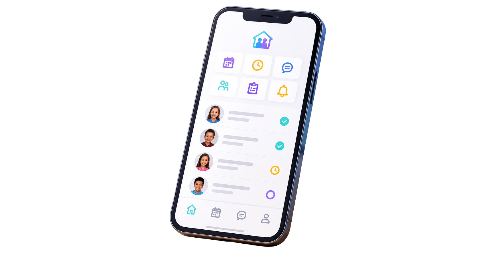 Aplicativo Garderie Finder em um celular
